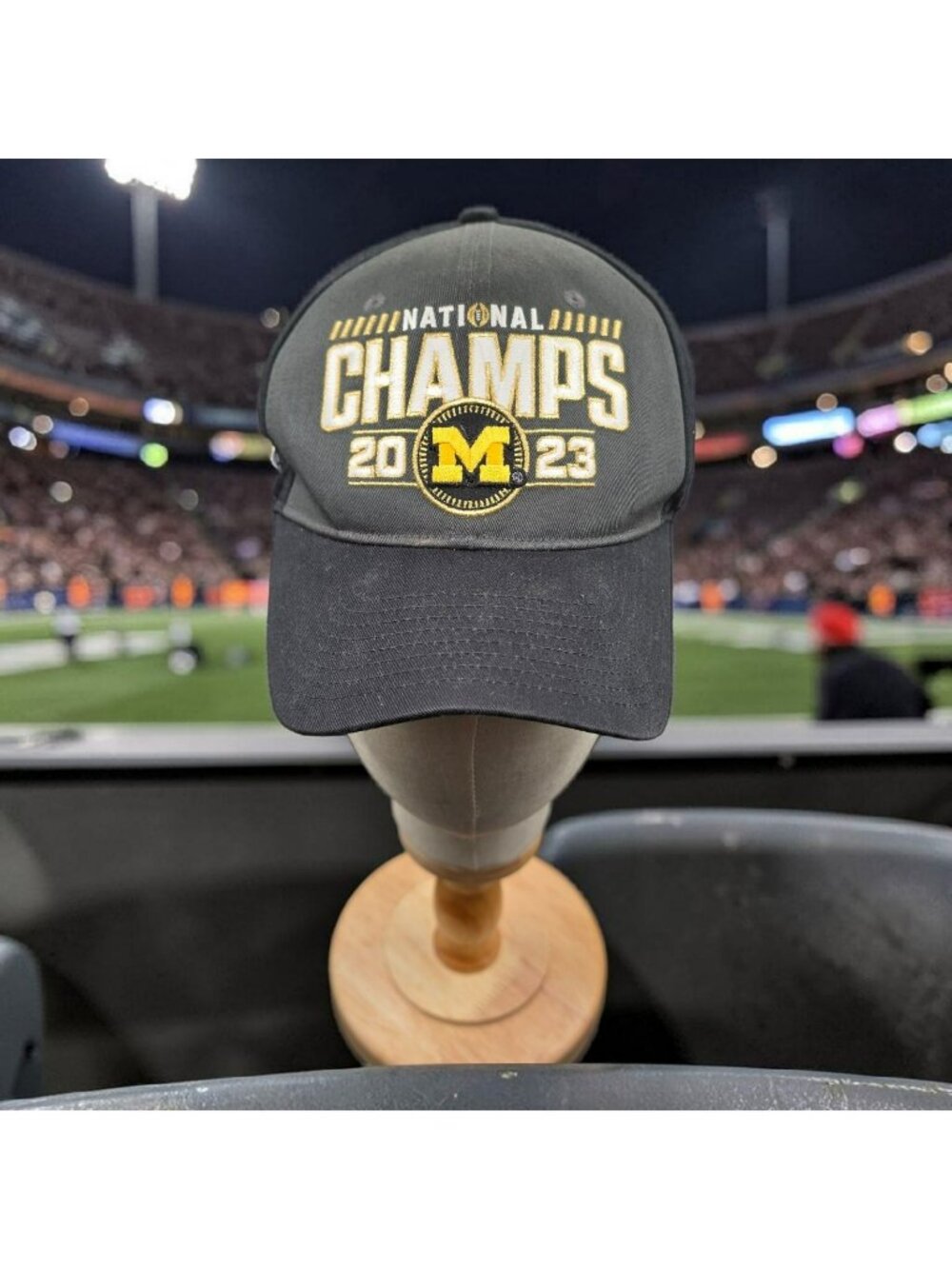 2023 National Champs Michigan Snapback Hat Embroidered Black Gold Jordan Nike